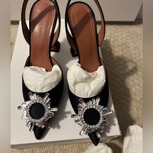 Amina Muaddi begun sling back heel in black. Size 36.5. Great condition.